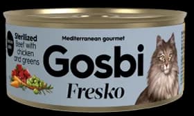 FRESKO CAT STERILIZED BEEF WITH CHICKEN AND GREENS 70 g.